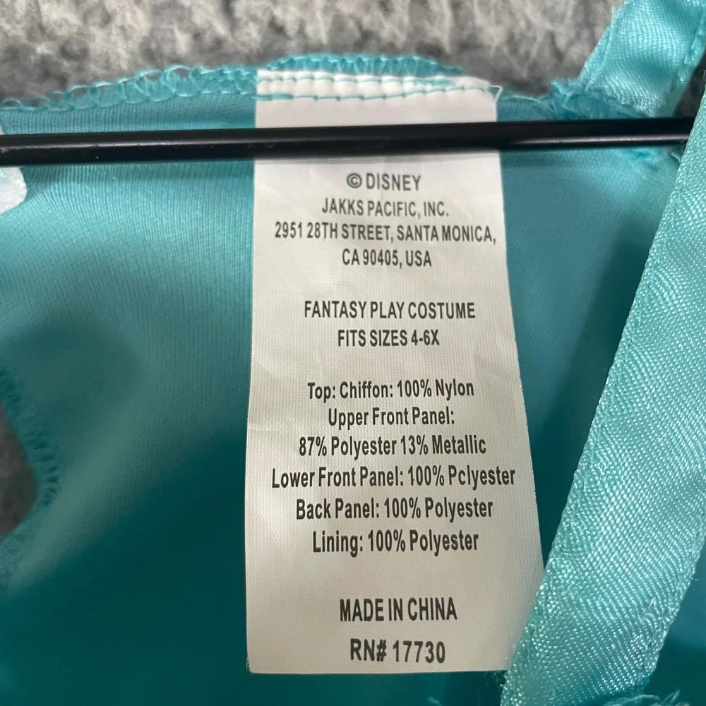 Disney Princess Jasmine Girls 4 6 Turquoise Costume Top Bodysuit No Bottoms Kids